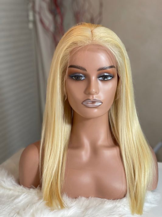 straight blonde  lace front wig 613 blonde wig